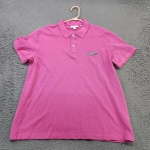 Lacoste Polo Shirt Mens 2XL Pink Pique Knit Script Logo Casual Short Sleeve